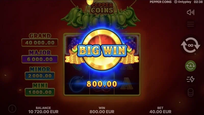 Pepper Coins - grote winst op een 3x3 raster